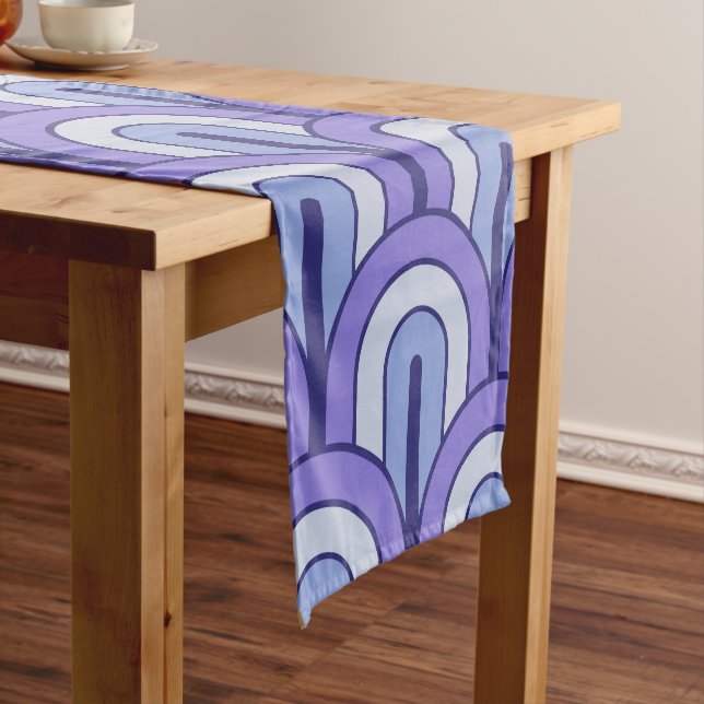 Retro Gradated Geometric Fan Pattern Short Table Runner (In Situ)