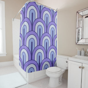 Retro Gradated Geometric Fan Pattern Shower Curtain