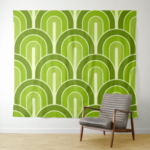 Retro Gradated Geometric Fan Pattern Tapestry