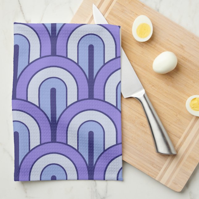 Retro Gradated Geometric Fan Pattern Tea Towel (Quarter Fold)
