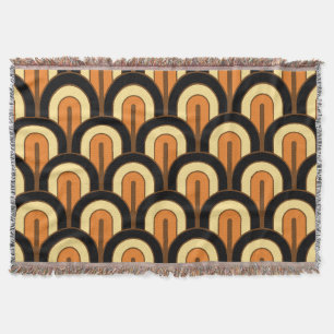 Retro Gradated Geometric Fan Pattern Throw Blanket