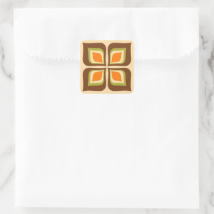 Retro Gradient Autumn Leaves pattern Square Sticker