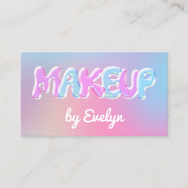 Retro Gradient Bubbles Makeup Business Card (Front)