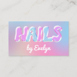 Retro Gradient Bubbles Nails Business Card