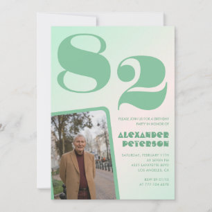 Retro Gradient for him Photo 82nd birthday Invitation