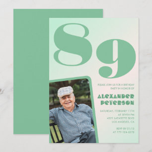 Retro Gradient for him Photo 89th birthday Invitation