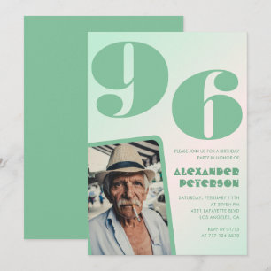 Retro Gradient for him Photo 96th birthday Invitation