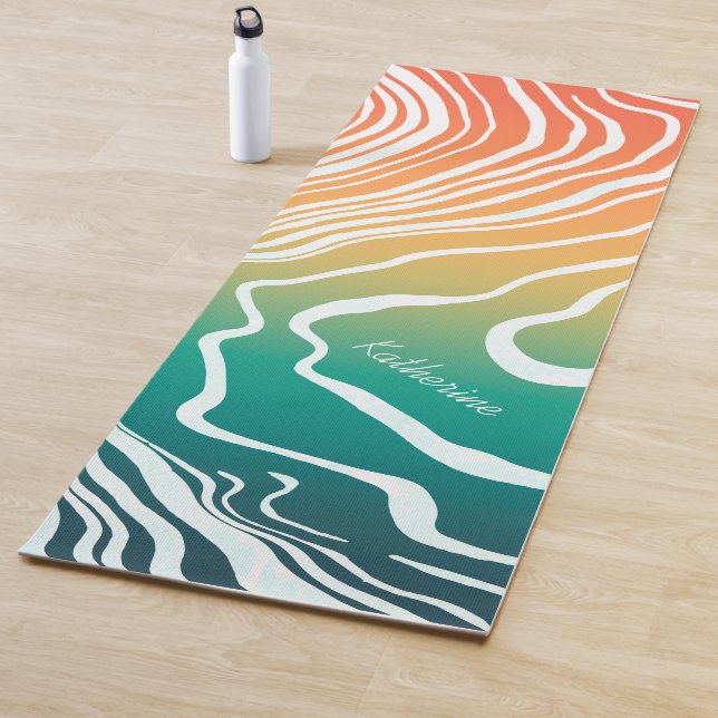 Retro Gradient Marbled Abstract Custom Yoga Mat (In Situ)