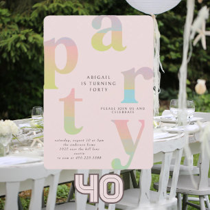 Retro Gradient Woman Birthday Party Invitation