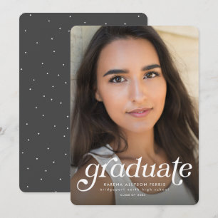 Retro graduate one-photo vertical graduation announcement