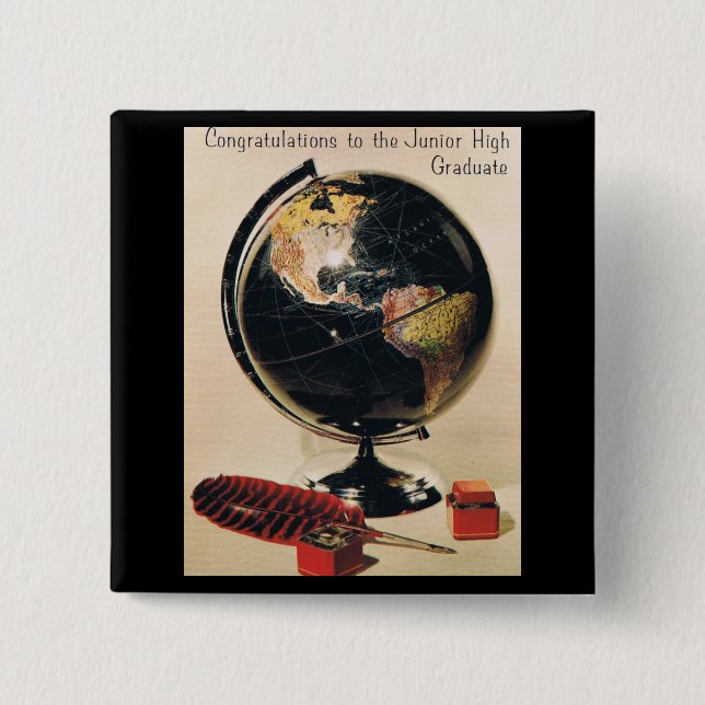 Retro Graduation Card 15 Cm Square Badge (Front)