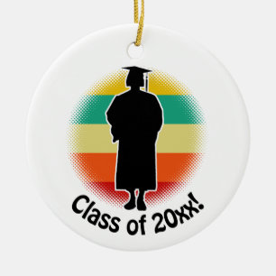 Retro Graduation Graduate Cap & Gown Woman Girl Ceramic Ornament