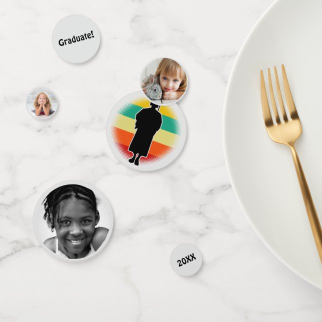 Retro Graduation Graduate Cap & Gown Woman Girl Confetti (Group)