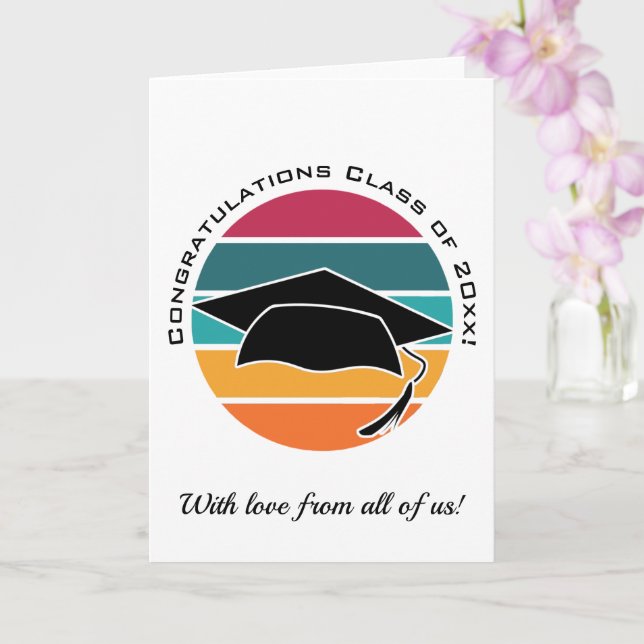 Retro Graduation Graduate Cap Mortarboard Card (Orchid)