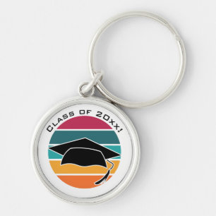 Retro Graduation Graduate Cap Mortarboard Key Ring