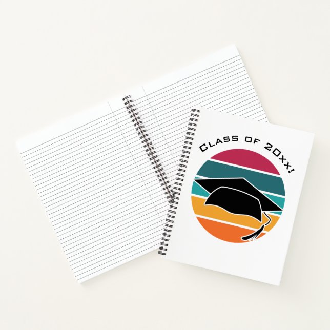 Retro Graduation Graduate Cap Mortarboard Notebook (Inside)