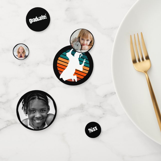 Retro Graduation Graduate Jumping for Joy Rainbow Confetti (Group)