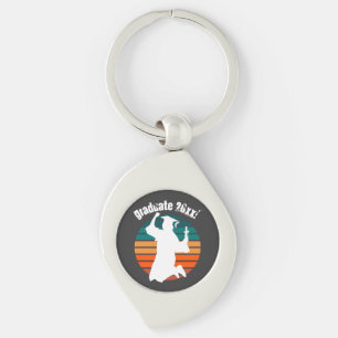 Retro Graduation Graduate Jumping for Joy Rainbow Key Ring