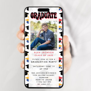 Retro Graduation Party Digital Evite Invitation