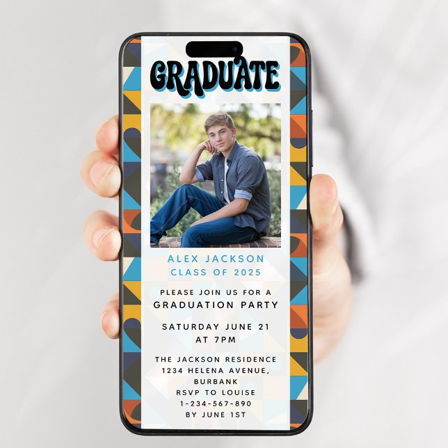 Retro Graduation Party Digital Evite Invitation (Creator Uploaded)
