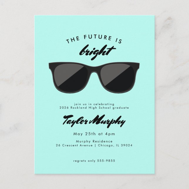 Retro Graduation Party Future is Bright Postcard (Front)