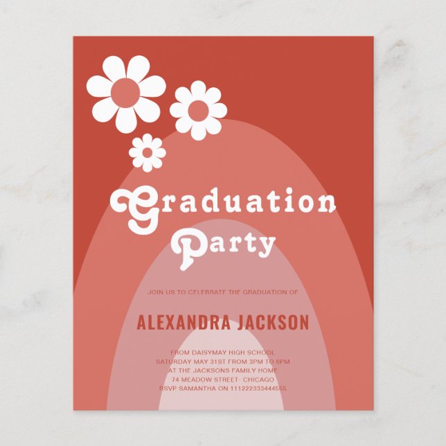 Retro Graduation Party Simple Daisy Flyer (Front)