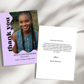 Retro graduation thank you card