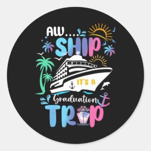 Retro Graduation Trip Summer Cruise Matching Famil Classic Round Sticker