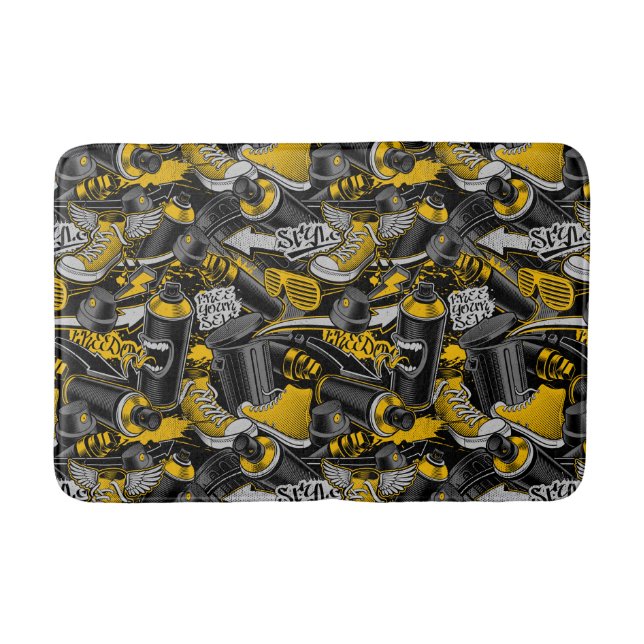 Retro Graffiti Urban Street Pattern Bath Mat (Front)