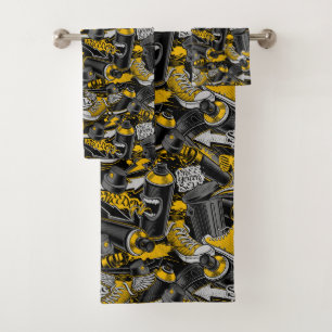 Retro Graffiti Urban Street Pattern Bath Towel Set