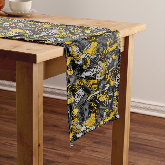 Retro Graffiti Urban Street Pattern Medium Table Runner (In Situ)