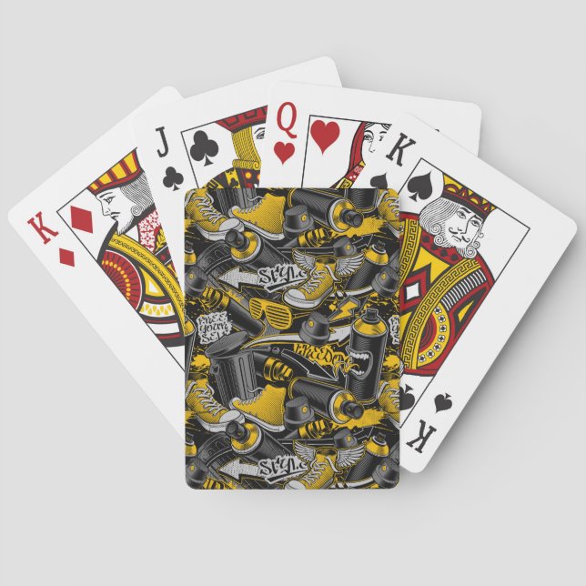 Retro Graffiti Urban Street Pattern Playing Cards (Back)