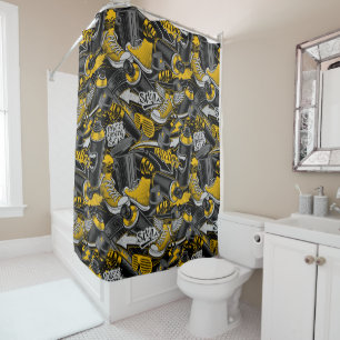 Retro Graffiti Urban Street Pattern Shower Curtain