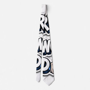 Retro graffiti word Angelwing 3-D typography neckt Tie