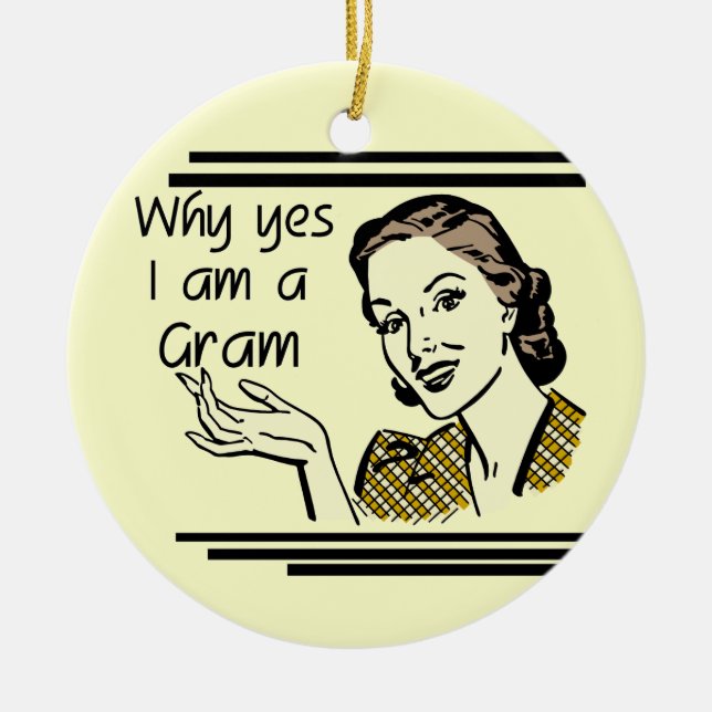 Retro Gram Tshirts and Gifts Ceramic Tree Decoration (Front)