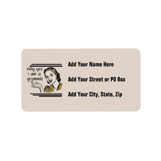 Retro Grammie T-shirts and Gifts Label (Front)