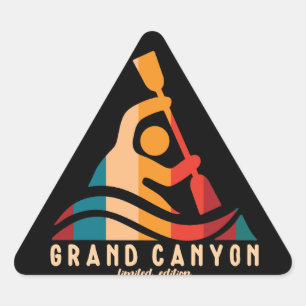 Retro Grand Canyon Kayaking Triangle Sticker