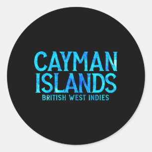 Retro Grand Cayman Islands Bwi Colourful Text Mens Classic Round Sticker