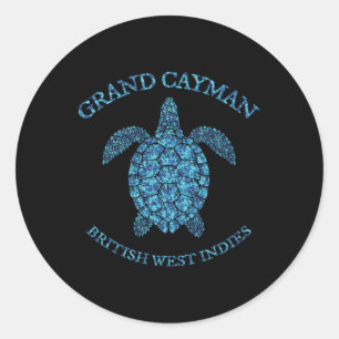 Retro Grand Cayman Islands Sea Turtle Graphic Vint Classic Round Sticker