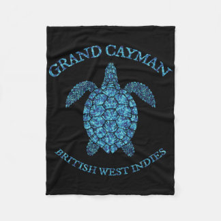Retro Grand Cayman Islands Sea Turtle Graphic Vint Fleece Blanket