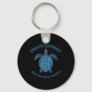 Retro Grand Cayman Islands Sea Turtle Graphic Vint Key Ring
