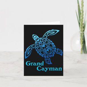 Retro grand cayman islands sea turtle tribal card