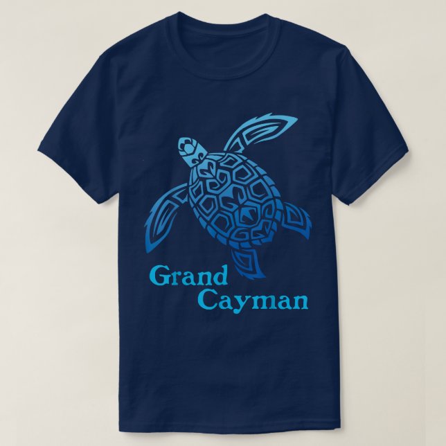 Retro Grand Cayman Islands Sea Turtle Tribal  T-Shirt (Design Front)