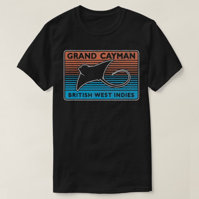 Retro Grand Cayman Islands Stingray City Scuba Div T-Shirt (Design Front)
