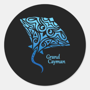 Retro Grand Cayman Islands Tribal Stingray Sea Ray Classic Round Sticker