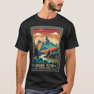 Retro Grand Teton Hike Sunset T-Shirt