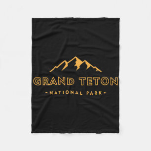 Retro Grand Teton National Park Wyoming Est 1929 H Fleece Blanket