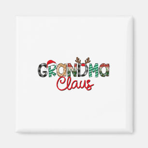 Retro Grandma Claus Reindeer Christmas Matching Fa Magnet