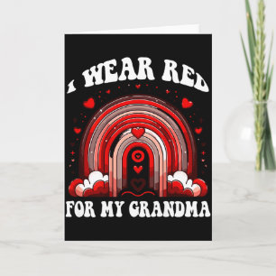 Retro Grandma Heart Disease Awareness Rainbow Back Card