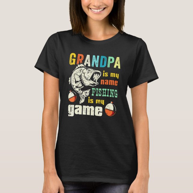 Retro Grandpa Bass Fisherman Bass Fishing Grandfat T-Shirt (Front)